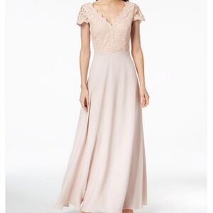 Calvin Klein Light Petal Pink Bridesmaid Formal Lace A-Line Dress Women's Size 6